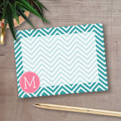 Girly Chevron Pattern met monogram - Roze Blauwgro Post-it® Notes