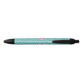 Girly Chevron Pattern met monogram - Roze Blauwgro Zwarte Inkt Pen (Achterkant)