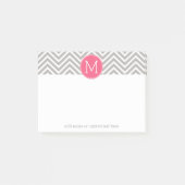 Girly Chevron Pattern met monogram - Roze grijs Post-it® Notes (Voorkant)