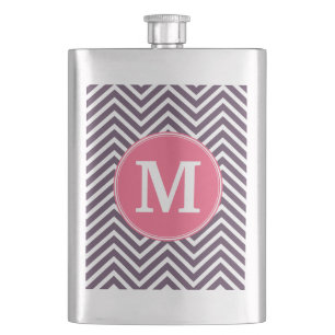 Girly Chevron Pattern met monogram - Roze Paars Flacon