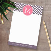 Girly Chevron Pattern met monogram - Roze Paars Post-it® Notes