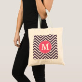 Girly Chevron Pattern met monogram - Roze Paars Tote Bag (Voorkant (product))