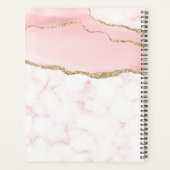 Girly Chic Blush Pink Gold Glitter Agate Monogram Planner (Achterkant)