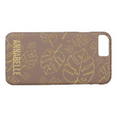 Girly chic bruin goud tropische bladeren Case-Mate iPhone case (Achterkant (Horizontaal))