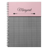 Girly Chic Classic Houndstooth & Pink Notebook Notitieboek (Voorkant)