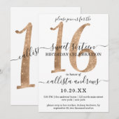 Girly Chic Faux Gold Glitter Wit Zoet 16 Kaart (Voorkant / Achterkant)