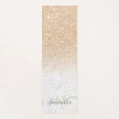 Girly chic goud glitter ombre marmer monogram yogamat (Voorkant)