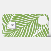 Girly Chic Green Leaves Monogram Case-Mate iPhone Case (Achterkant (horizontaal))