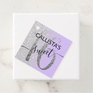 Girly Chic Lavender Silver Glitter Ombre Sweet 16 Bedankjes Labels