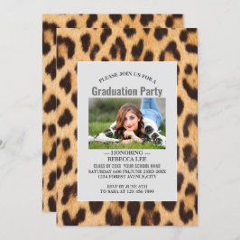 Girly Chic Leopard Print Afstudeerfeest Kaart
