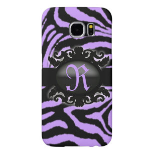 Girly chic lila paarse Zebra Print monogram Samsung Galaxy S6 Hoesje