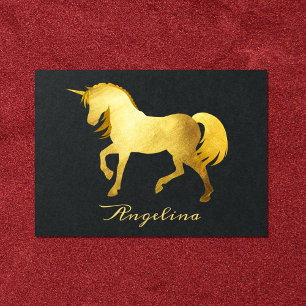 Girly & Chic Luxury Gold Foil Unicorn Custom Kaart