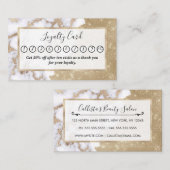 Girly Chic Modern Glam Gold Glitter Marmeren Patro Klantenkaartje (Voorkant / Achterkant)