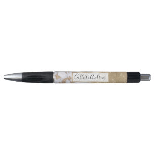Girly Chic Modern Glam Gold Glitter Marmeren Patro Pen