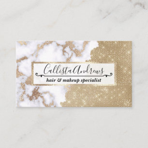 Girly Chic Modern Glam Gold Glitter Marmeren Patro Visitekaartje