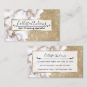Girly Chic Modern Glam Gold Glitter Marmeren Patro Visitekaartje (Voorkant / Achterkant)