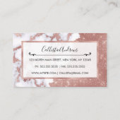 Girly Chic Modern Roos Gold Glitter Marble Pattern Visitekaartje (Achterkant)