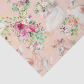 Girly Chic Modern Waterverf Floral Unicorn Tissuepapier (Detail)