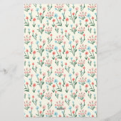 Girly Chic Pastel Pink Blue Flowers Pattern Briefpapier (Achterkant)