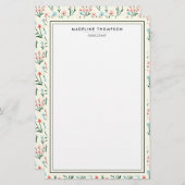 Girly Chic Pastel Pink Blue Flowers Pattern Briefpapier (Voorkant / Achterkant)