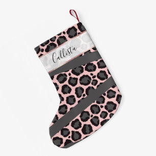 Girly Chic Pink Black Grey Leopard Cheetah Print Kleine Kerstsok