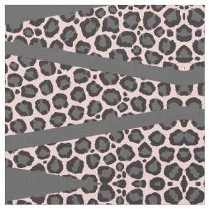 Girly Chic Pink Black Grey Leopard Cheetah Print Stof