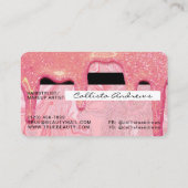 Girly Chic Pink Glitter Marble Drips Credit Visitekaartje (Achterkant)