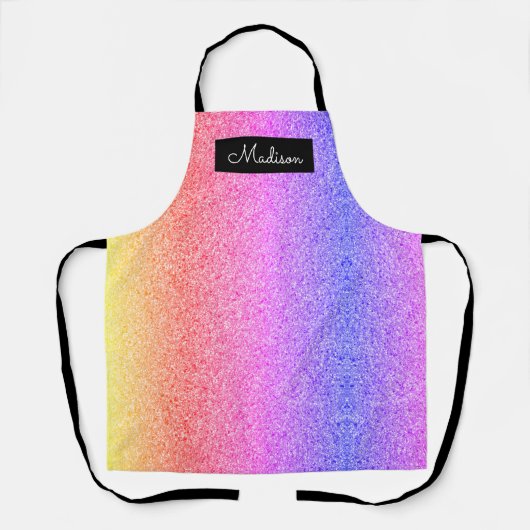 Girly Chic Rainbow Glitter Sparkle Personalized Schort (Voorkant)