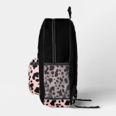 Girly Chic Zwart Roze Koe Dier Patroon Naam Bedrukte Rugzak (Rechts)
