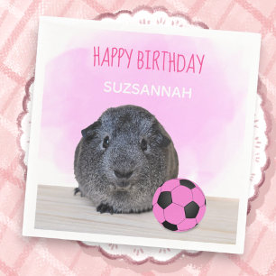 Girly Child Birthday Guinea Pig roze Voetbal Servet