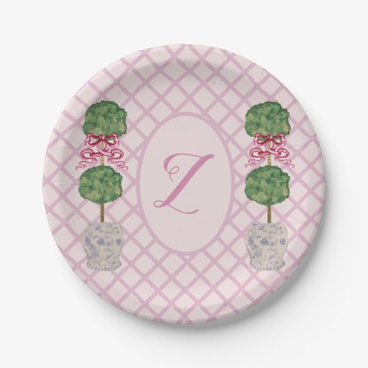 Girly Chinoiserie Ginger Jar Topiary Papieren Bordje (Voorkant)