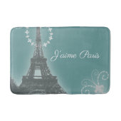 Girly chique retro mode Blauwgroen Paris Eiffeltor Badmat (Voorkant)