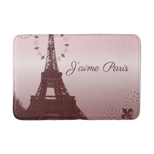 Girly chique retro mode roze Paris Eiffeltoren Badmat (Voorkant)