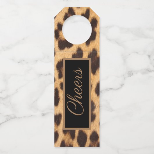 Girly chique wilde partij luipaard print proost flessenhanger (Voorkant)