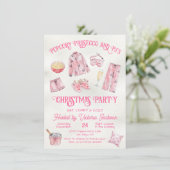 Girly Christmas Pyjama Party Kaart (Staand voorkant)