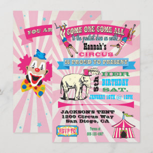 GIrly Circus Poster Stijl Feestuitnodigingen Kaart