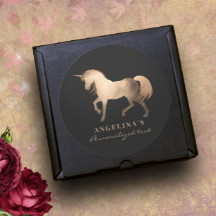 Girly Classy Luxury Roos Gold Foil Custom Unicorn Ronde Sticker