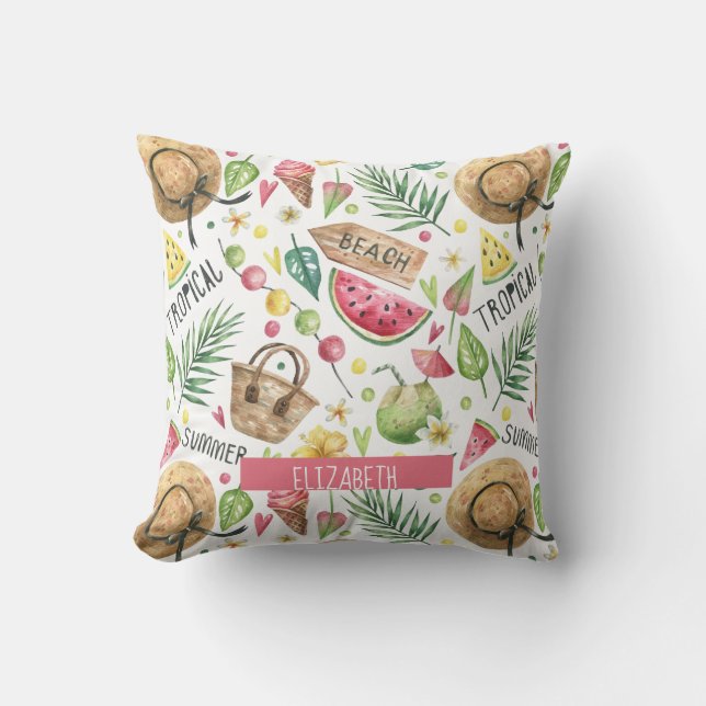 Girly Colorful Beach Relax Kussen (Voorkant)