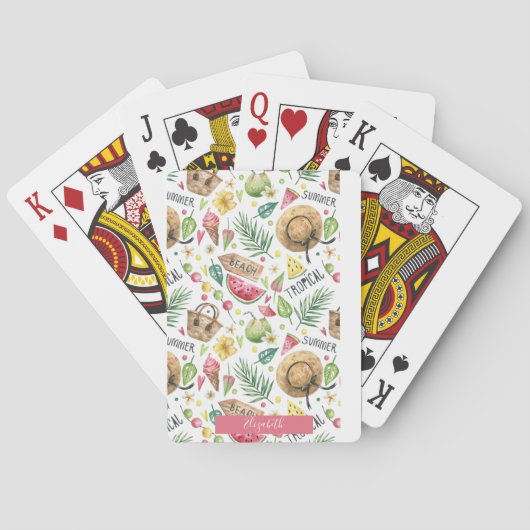 Girly Colorful Beach Relax Pokerkaarten (Achterkant)