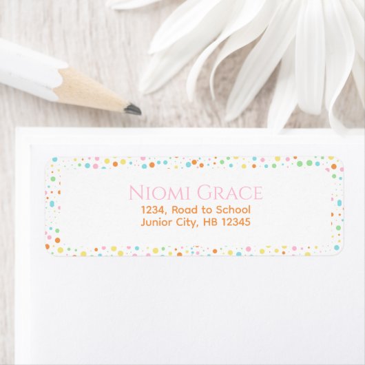 Girly Confetti Dot Custom Name Labels (Insitu)