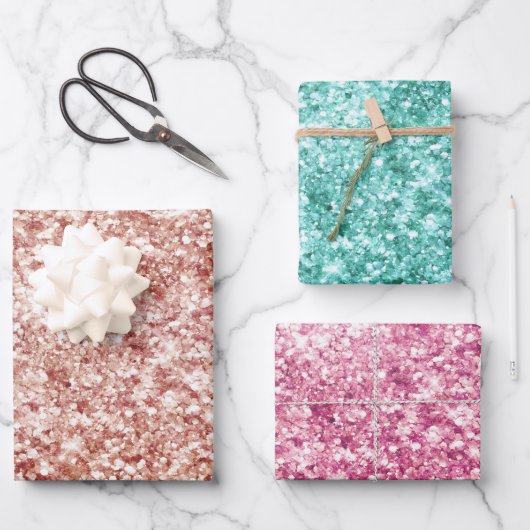 Girly Confetti Glitter Inpakpapier Vel (Voorkant)