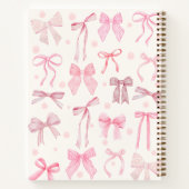 Girly Coquette Esthetische Roze Bow Custom Name Notitieboek (Achterkant)