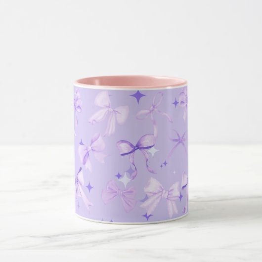 Girly Coquette Roze Paarse Pastel Bow Mok (Midden)