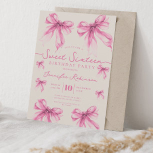 Girly Coquette Strik Roze 16e Verjaardag Kaart