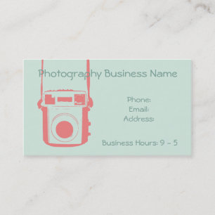 Girly Coral en Mint  Camera Visitekaartje