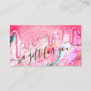 Girly Coral Opal Glitter Druppel Cadeaubon Visitekaartje