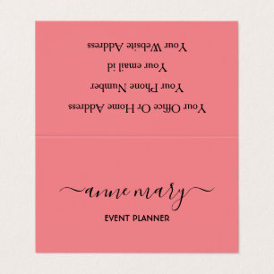 Girly Coral Salmon Pink Sinaasappel Black Event Pl Visitekaartjes