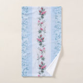 Girly Cottage Chic Rose rose et bleu (Serviette à main)
