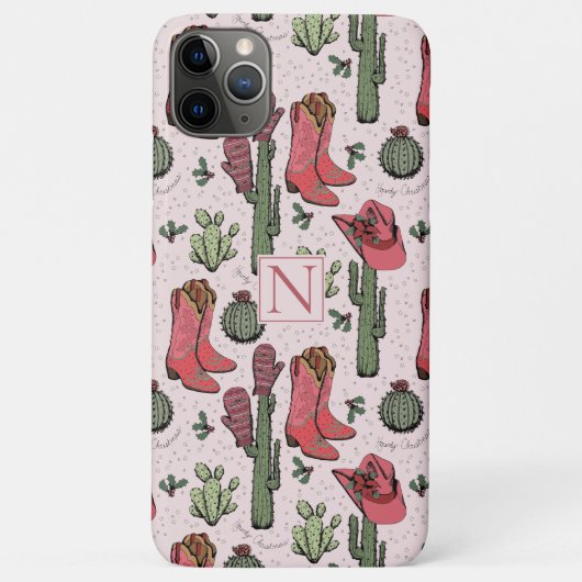Girly Country Cowgirl Kerstmonogram Case-Mate iPhone Case (Achterkant)