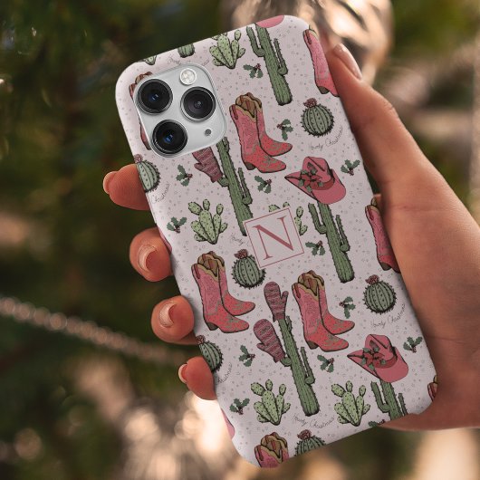 Girly Country Cowgirl Kerstmonogram Case-Mate iPhone Case